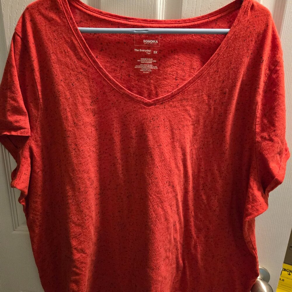 Women's 3X Sonoma red speckled shirt